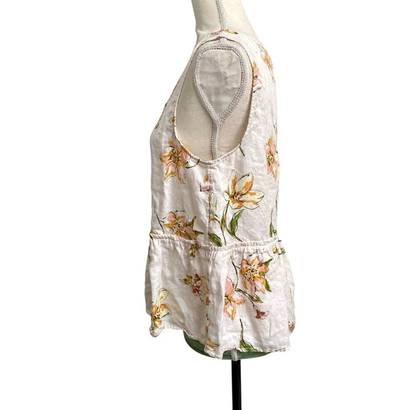 Rachel Rachel Roy Linen Floral Peplum Blouse Light Pink Sleeveless Top Size M - Picture 5 of 11